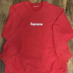 Supreme Washed Box Logo Crewneck ‘Red’ Size Medium